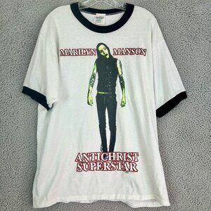 Vintage Marilyn Manson Antichrist Superstar Ringer T Shirt 2XL XXL 1995 GOTH